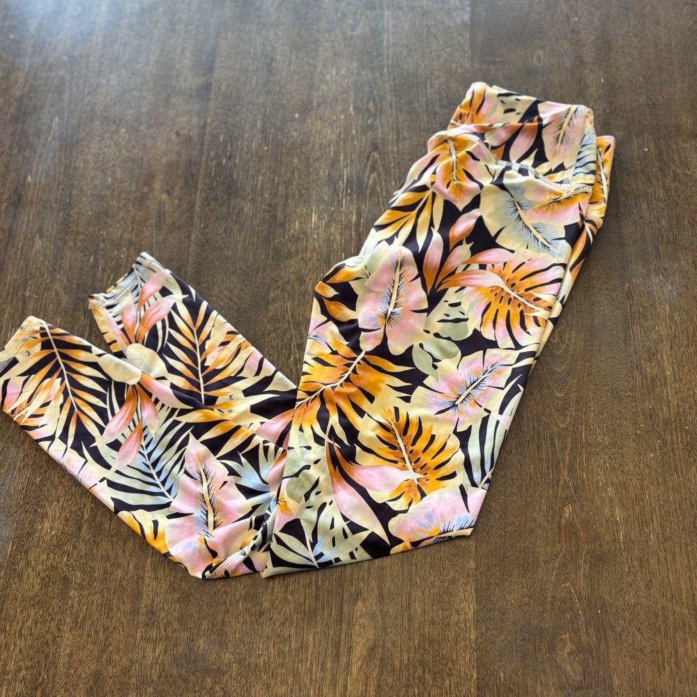 Billabong Postcards From Paradise Tropical Floral Leggings ABJBS00135 Small NWT